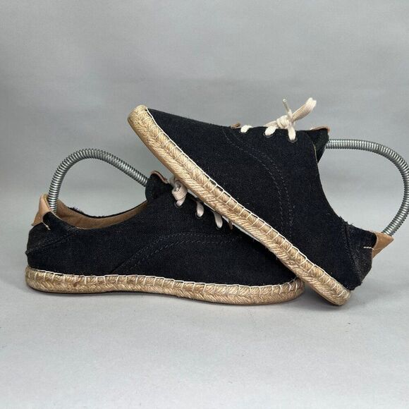 OluKai Women's Size 7 Kaula Pa‘a Lī Black Linen Canvas‎ Espadrille Sneakers - Picture 7 of 12